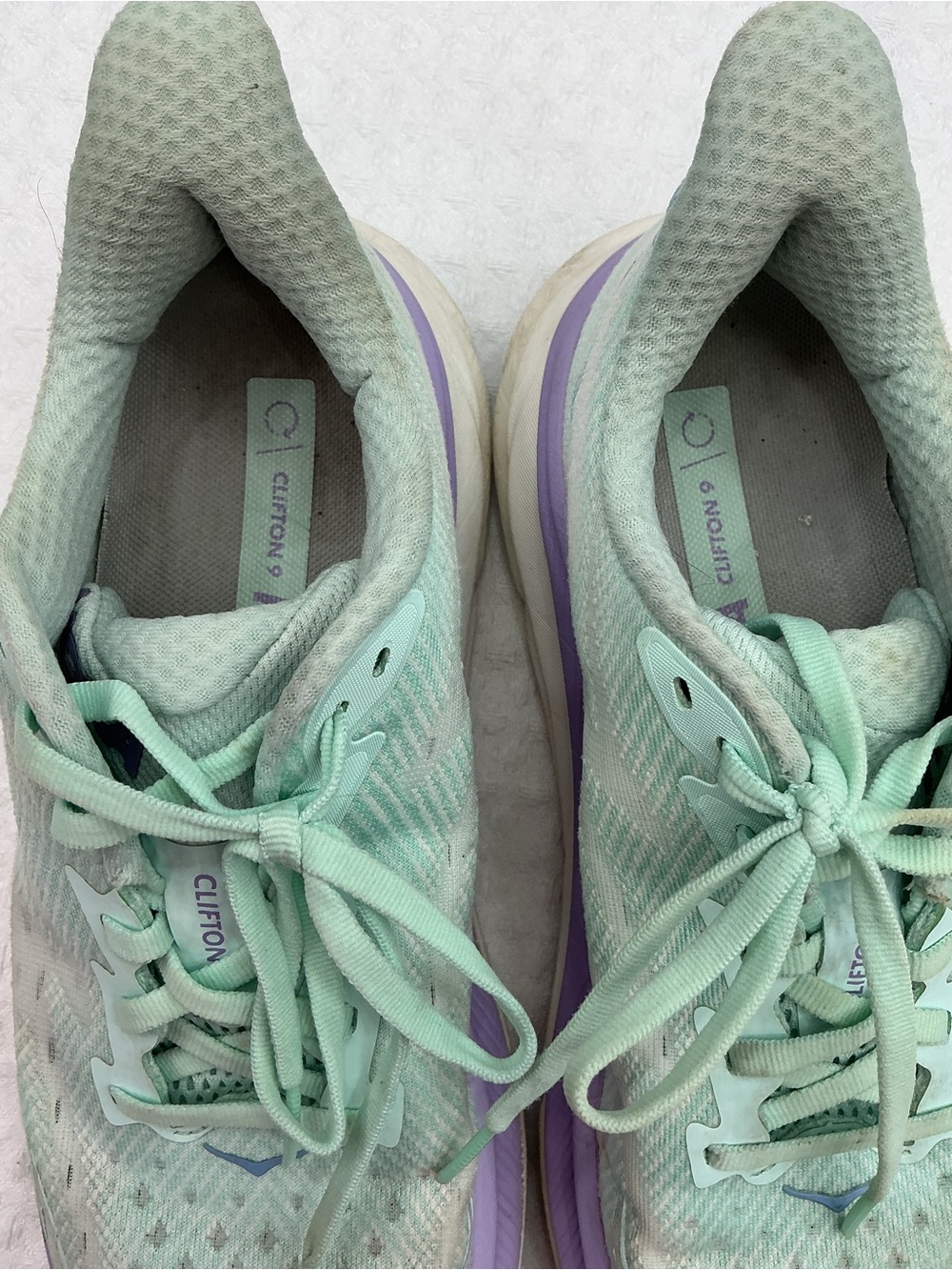 Hoka Mint Green and Lavender Athletic Running Shoes - Picture 6 of 12